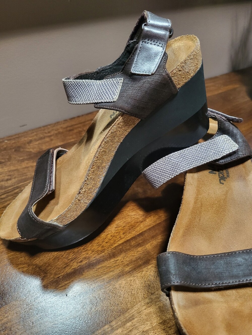 Naot Brown and Silver Women's Leather Sandals